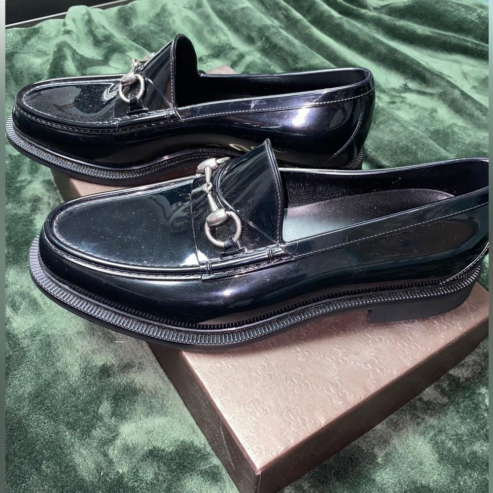 Gucci Men's Size 9 Rubber Rain Loafers in Black NWT